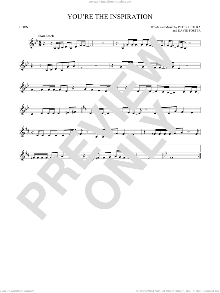 You're The Inspiration sheet music for horn solo by Chicago, David Foster and Peter Cetera, intermediate skill level