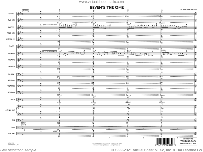 Seven's The One (COMPLETE) sheet music for jazz band by Mark Taylor, intermediate skill level