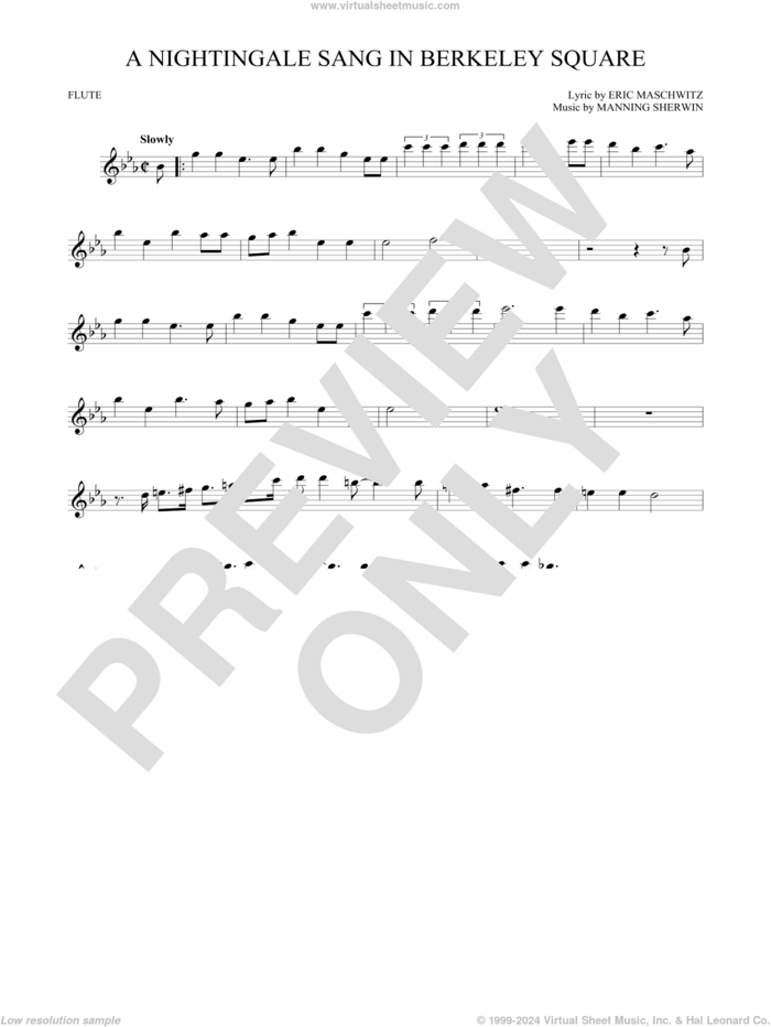 A Nightingale Sang In Berkeley Square sheet music for flute solo by Manning Sherwin and Eric Maschwitz, intermediate skill level