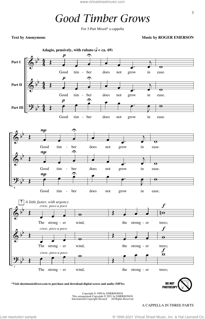 A Cappella in Three Parts (Concert Collection) sheet music for choir (3-Part Mixed) by Roger Emerson, intermediate skill level