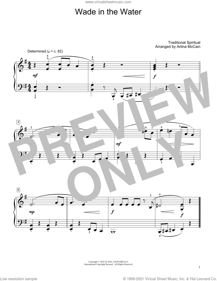 Wade In The Water (arr. Artina McCain) sheet music for piano solo (elementary)  and Artina McCain, beginner piano (elementary)
