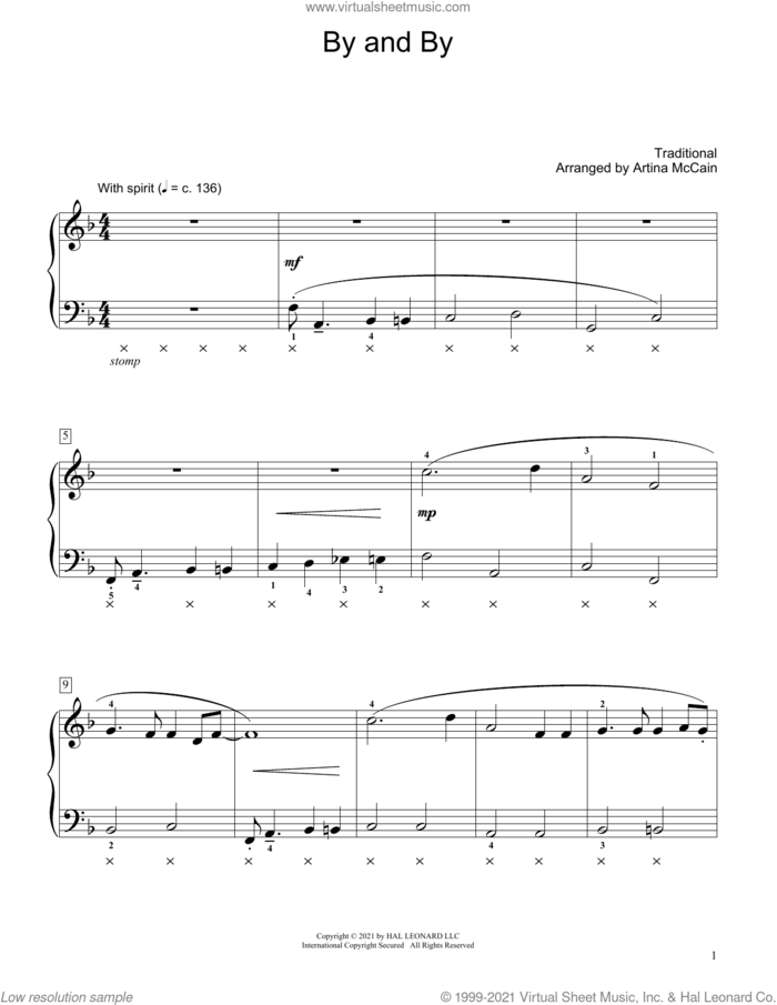 By And By (arr. Artina McCain) sheet music for piano solo (elementary)  and Artina McCain, beginner piano (elementary)
