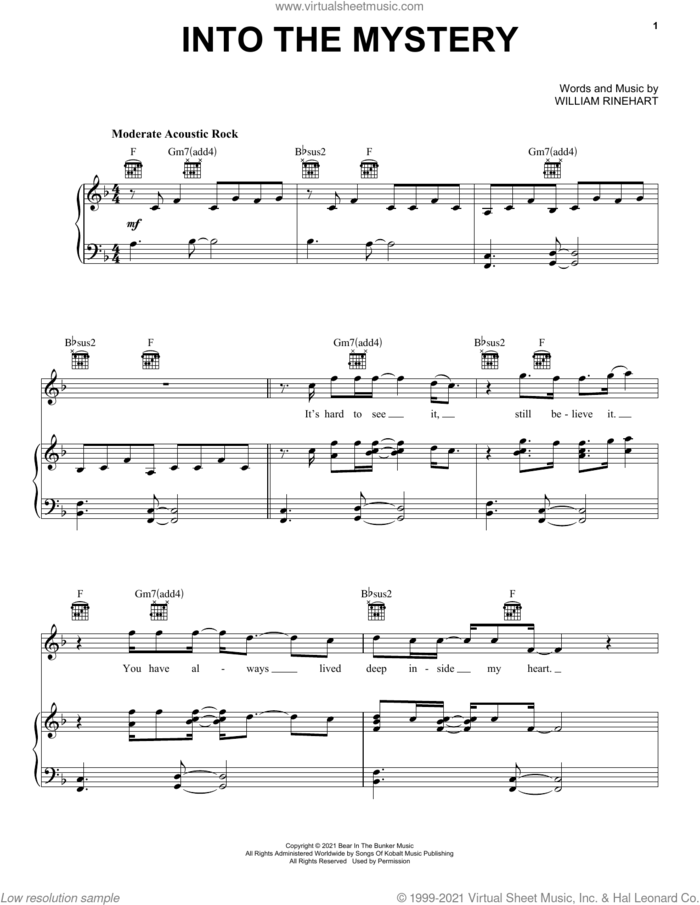 Into The Mystery sheet music for voice, piano or guitar by NEEDTOBREATHE and William Rinehart, intermediate skill level
