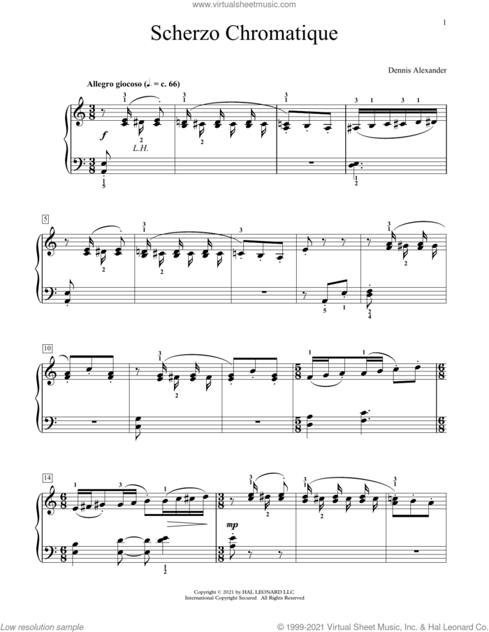 Scherzo Chromatique sheet music for piano solo (elementary) by Dennis Alexander, classical score, beginner piano (elementary)