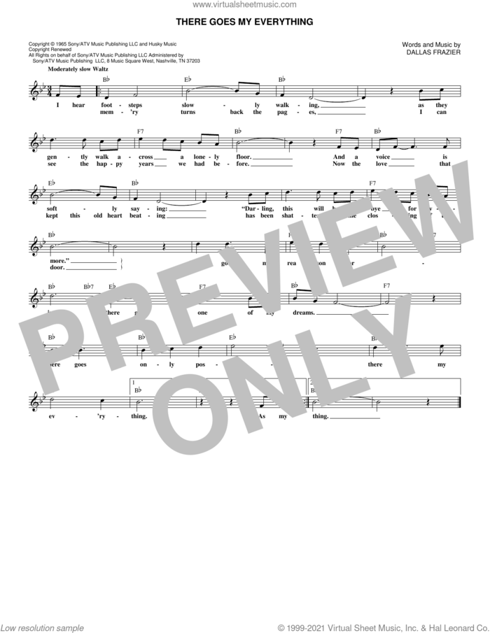 There Goes My Everything sheet music for voice and other instruments (fake book) by Engelbert Humperdinck, Elvis Presley, Jack Greene and Dallas Frazier, intermediate skill level