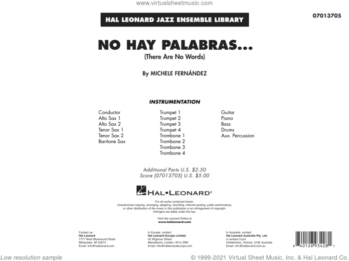 No Hay Palabras... (There Are No Words) (COMPLETE) sheet music for jazz band by Michele Fernández, intermediate skill level