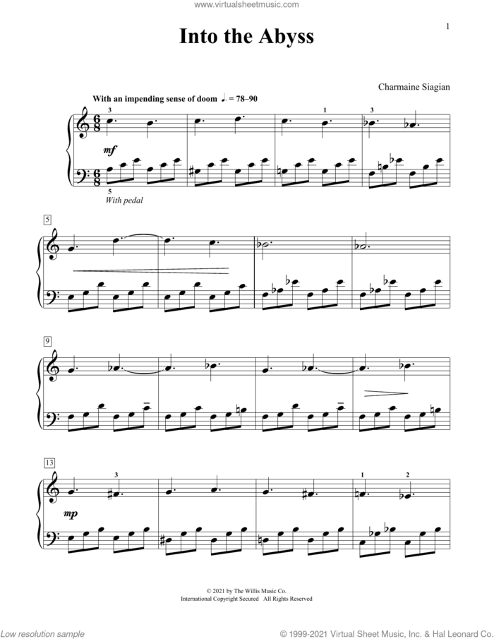 Into The Abyss sheet music for piano solo (elementary) by Charmaine Siagian, beginner piano (elementary)