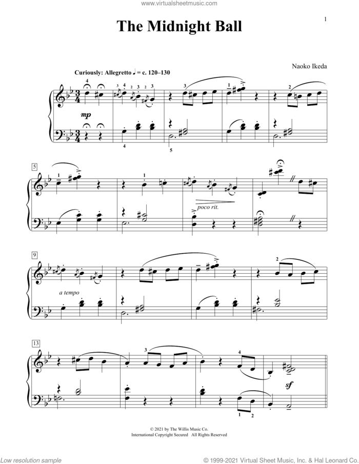 The Midnight Ball sheet music for piano solo (elementary) by Naoko Ikeda, beginner piano (elementary)