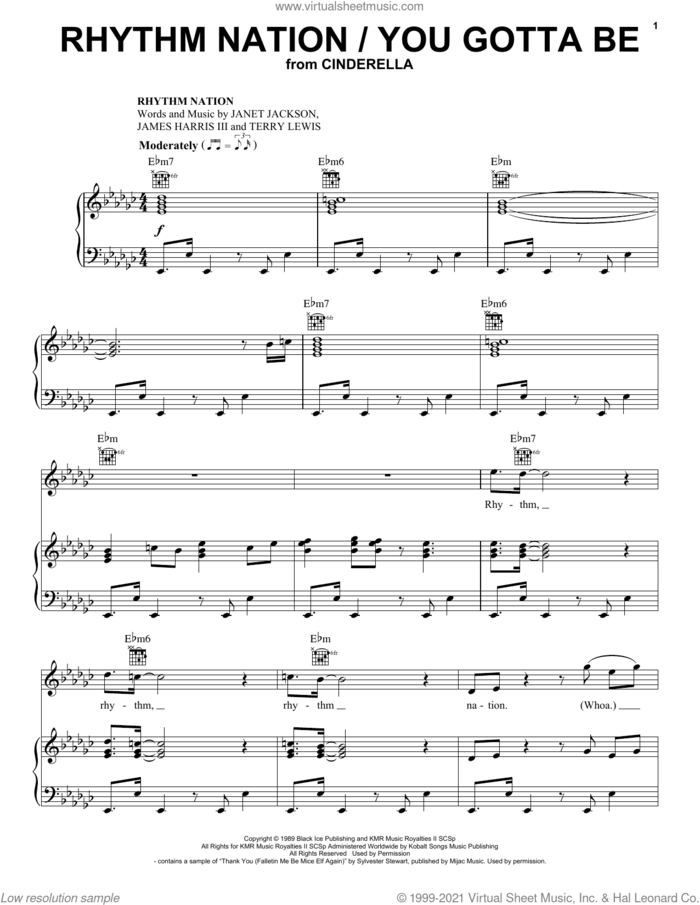 Rhythm Nation / You Gotta Be (from the Amazon Original Movie Cinderella) sheet music for voice, piano or guitar by Camila Cabello and Idina Menzel, James Harris, Janet Jackson and Terry Lewis, intermediate skill level