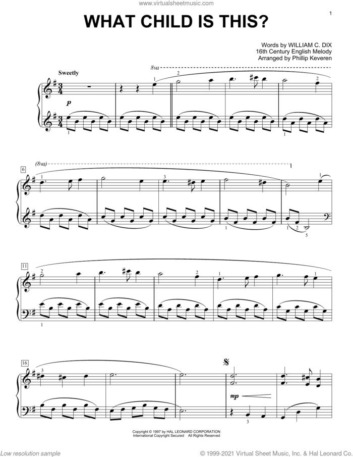 What Child Is This? (arr. Phillip Keveren) sheet music for voice and other instruments (E-Z Play) by William Chatterton Dix, Phillip Keveren and Miscellaneous, easy skill level