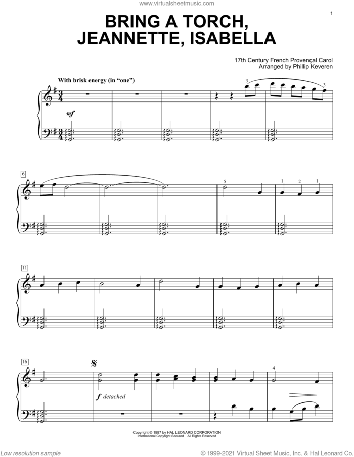 Bring A Torch, Jeannette, Isabella (arr. Phillip Keveren) sheet music for voice and other instruments (E-Z Play) by Anonymous, Phillip Keveren and Miscellaneous, easy skill level