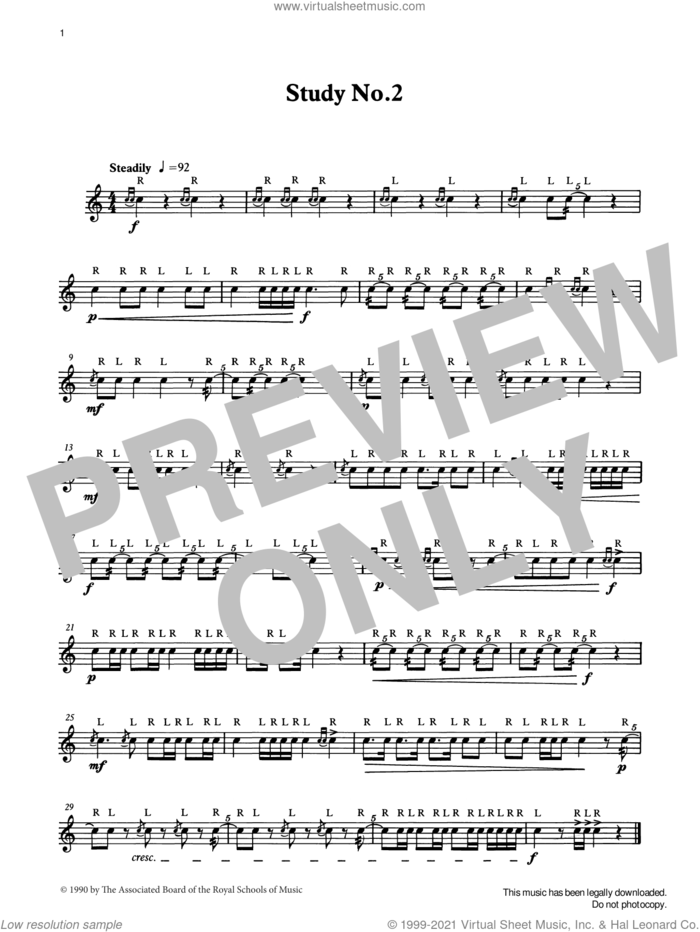 Study No.2  from Graded Music for Snare Drum, Book I sheet music for percussions by Ian Wright, Alwyn Green, Ian Wright, Alwyn Green and Kevin Hathaway and Kevin Hathway, classical score, intermediate skill level