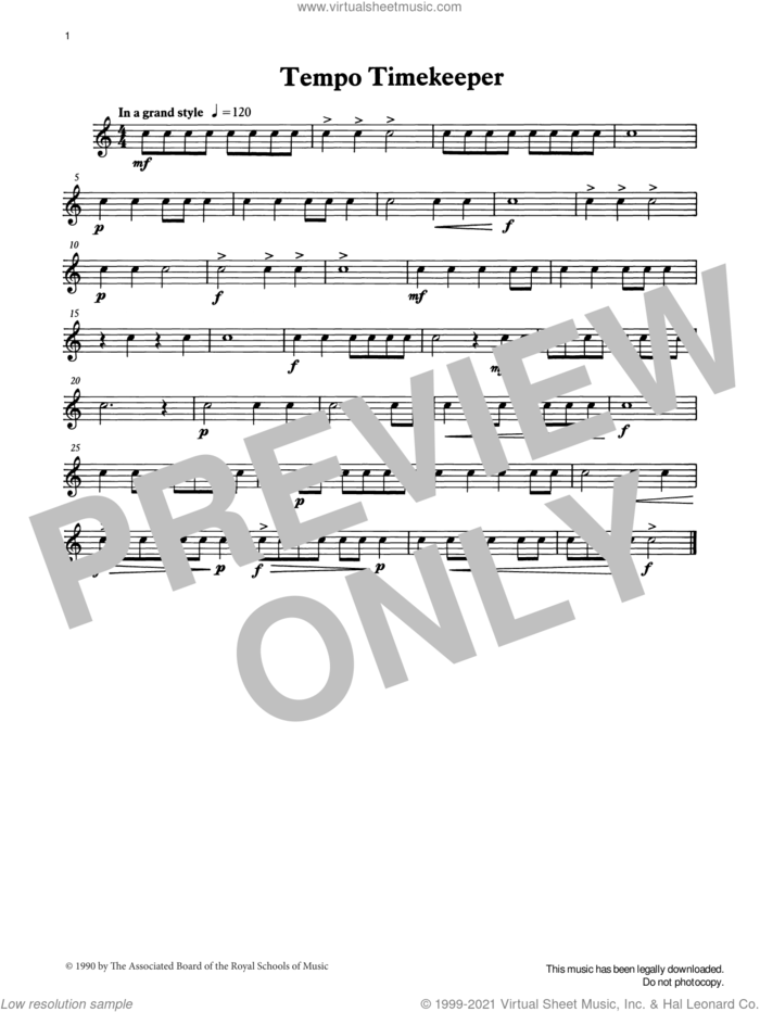 Tempo Timekeeper from Graded Music for Snare Drum, Book I sheet music for percussions by Ian Wright, Ian Wright and Kevin Hathaway and Kevin Hathway, classical score, intermediate skill level