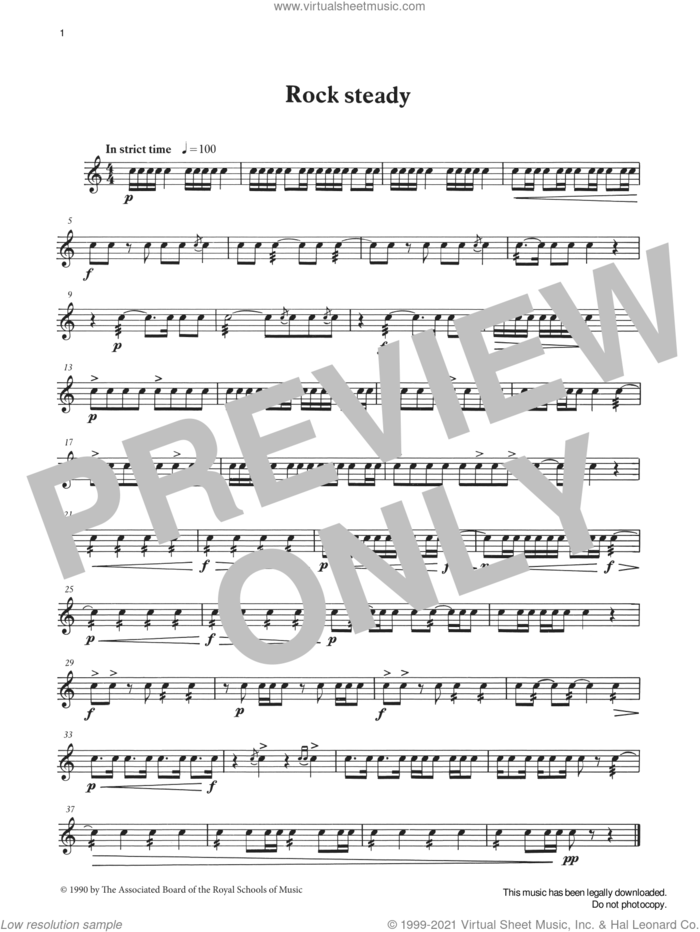 Rock Steady from Graded Music for Snare Drum, Book II sheet music for percussions by Ian Wright, Ian Wright and Kevin Hathaway and Kevin Hathway, classical score, intermediate skill level