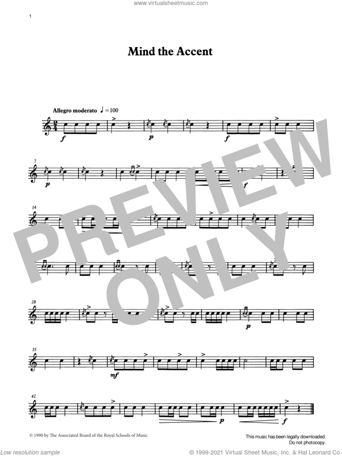 Mind the Accent from Graded Music for Snare Drum, Book I sheet music for percussions by Ian Wright, Ian Wright and Kevin Hathaway and Kevin Hathway, classical score, intermediate skill level
