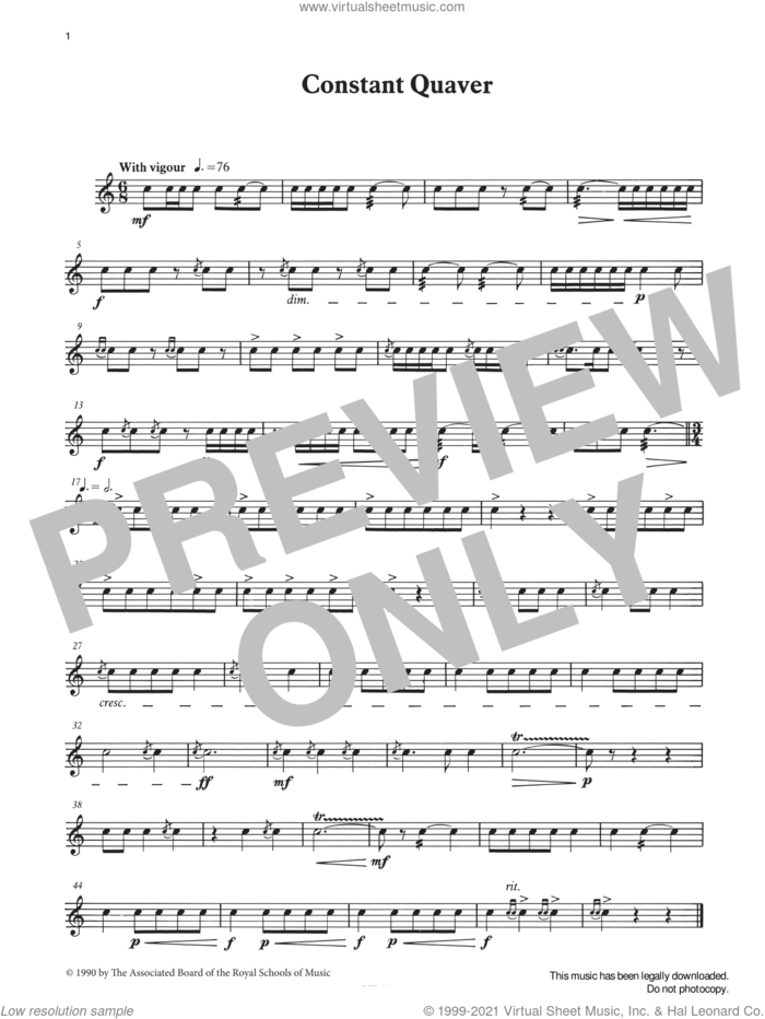 Constant Quaver from Graded Music for Snare Drum, Book II sheet music for percussions by Ian Wright, Ian Wright and Kevin Hathaway and Kevin Hathway, classical score, intermediate skill level