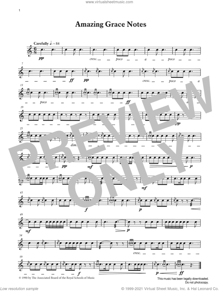 Amazing Grace Notes from Graded Music for Snare Drum, Book II sheet music for percussions by Ian Wright, Ian Wright and Kevin Hathaway and Kevin Hathway, classical score, intermediate skill level