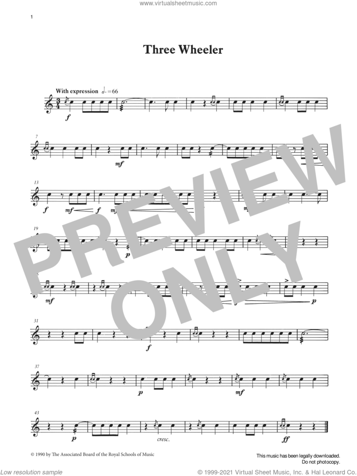 Three Wheeler from Graded Music for Snare Drum, Book II sheet music for percussions by Ian Wright, Ian Wright and Kevin Hathaway and Kevin Hathway, classical score, intermediate skill level