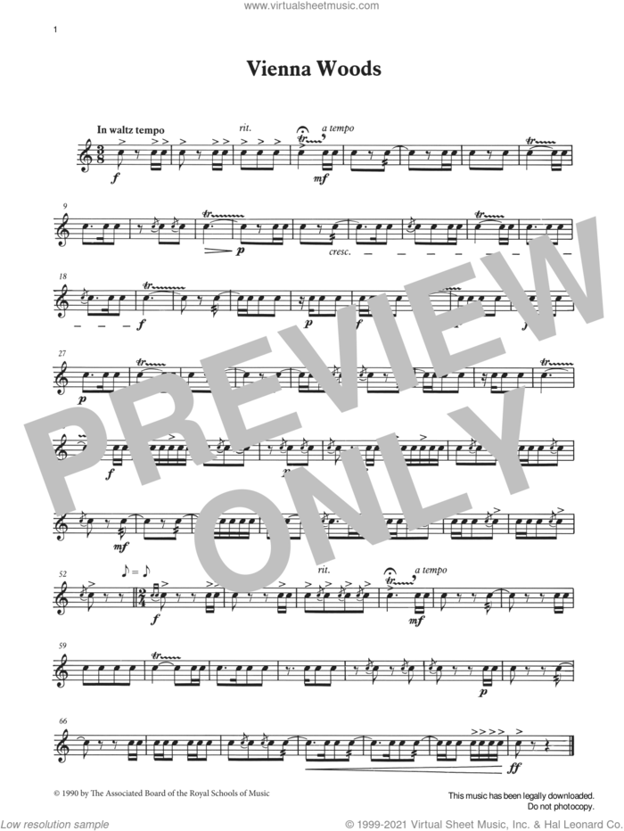 Vienna Woods from Graded Music for Snare Drum, Book II sheet music for percussions by Ian Wright, Ian Wright and Kevin Hathaway and Kevin Hathway, classical score, intermediate skill level