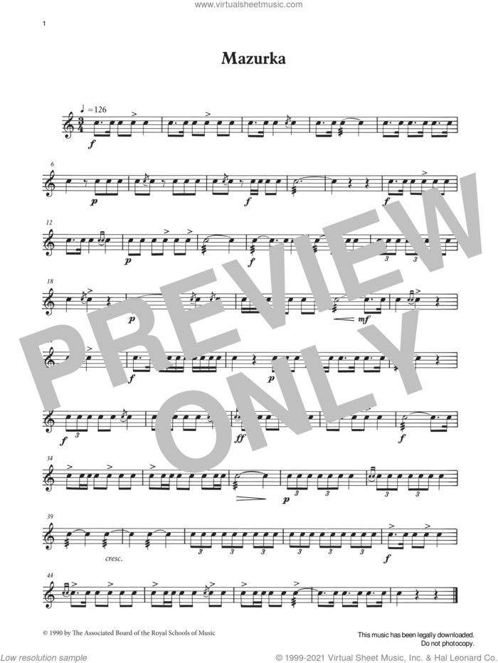 Mazurka from Graded Music for Snare Drum, Book II sheet music for percussions by Ian Wright, Ian Wright and Kevin Hathaway and Kevin Hathway, classical score, intermediate skill level