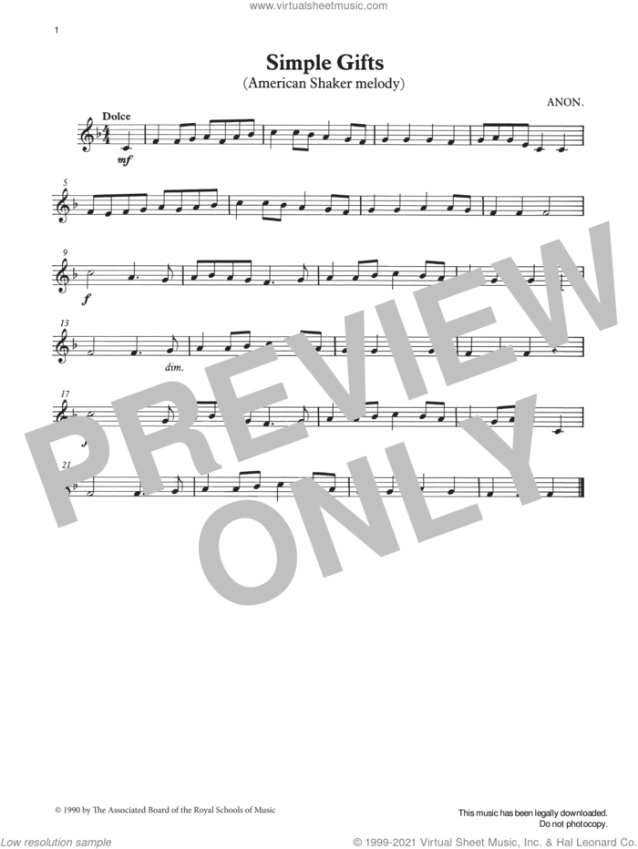 Simple Gifts from Graded Music for Tuned Percussion, Book I sheet music for percussions by Aaron Copland, Ian Wright and Kevin Hathway, classical score, intermediate skill level