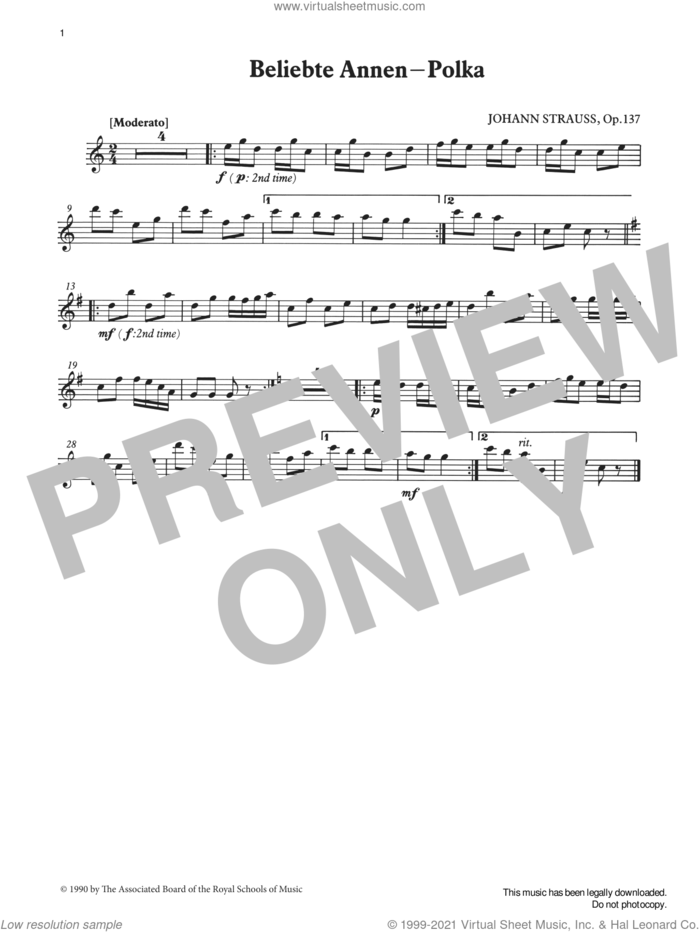 Beliebte Annen - Polka (score and part) from Graded Music for Tuned Percussion, Book I sheet music for percussions by Johann Strauss, Ian Wright and Kevin Hathway, classical score, intermediate skill level