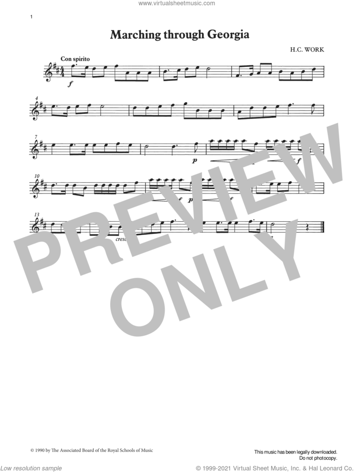 Marching through Georgia from Graded Music for Tuned Percussion, Book I sheet music for percussions by Henry Clay Work, Ian Wright and Kevin Hathway, classical score, intermediate skill level