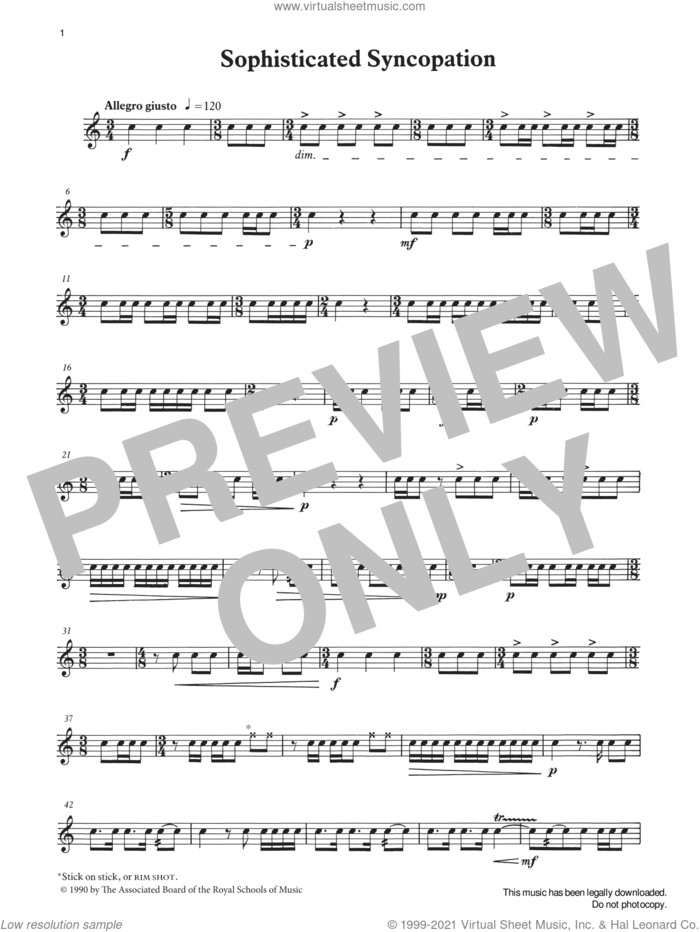 Sophisticated Syncopation from Graded Music for Snare Drum, Book III sheet music for percussions by Ian Wright, Ian Wright and Kevin Hathaway and Kevin Hathway, classical score, intermediate skill level