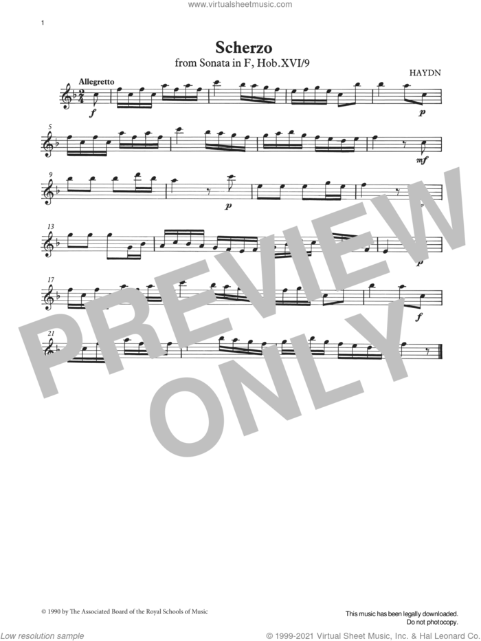 Scherzo (score and part) from Graded Music for Tuned Percussion, Book I sheet music for percussions by Franz Joseph Haydn, Ian Wright and Kevin Hathway, classical score, intermediate skill level