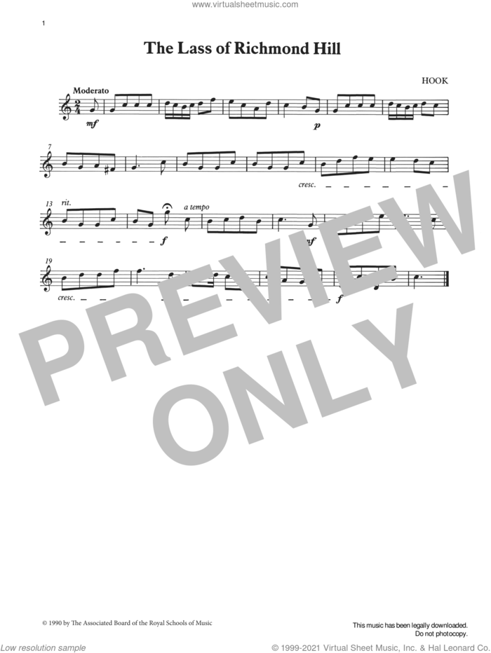 The Lass of Richmond Hill from Graded Music for Tuned Percussion, Book I sheet music for percussions by James Hook, Ian Wright and Kevin Hathway, classical score, intermediate skill level