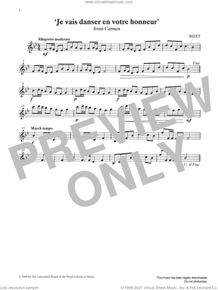 Je vais danser en votre honneur from Graded Music for Tuned Percussion, Book I sheet music for percussions by Georges Bizet, Ian Wright and Kevin Hathway, classical score, intermediate skill level