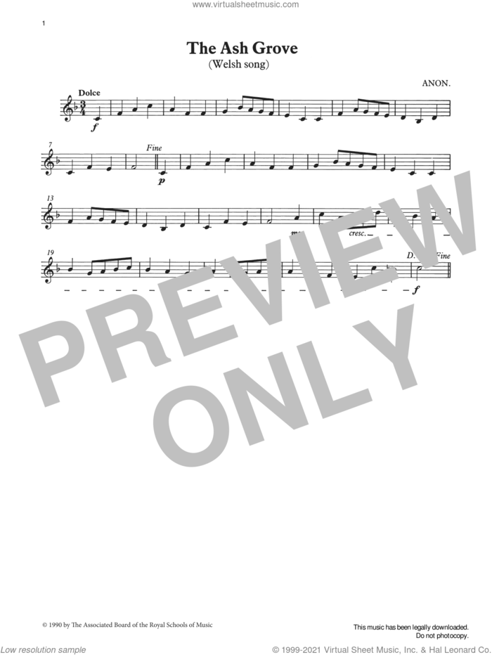 The Ash Grove from Graded Music for Tuned Percussion, Book I sheet music for percussions by Trad. Welsh, Ian Wright and Kevin Hathway, classical score, intermediate skill level
