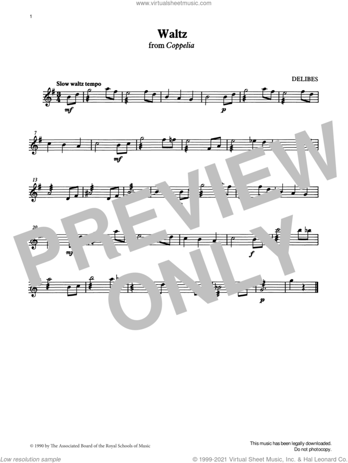 Waltz from Graded Music for Tuned Percussion, Book II sheet music for percussions by Leo Delibes, Ian Wright and Kevin Hathway, classical score, intermediate skill level