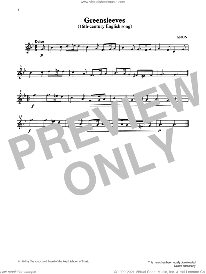 Greensleeves from Graded Music for Tuned Percussion, Book II sheet music for percussions by Trad. English, Ian Wright and Kevin Hathway, classical score, intermediate skill level