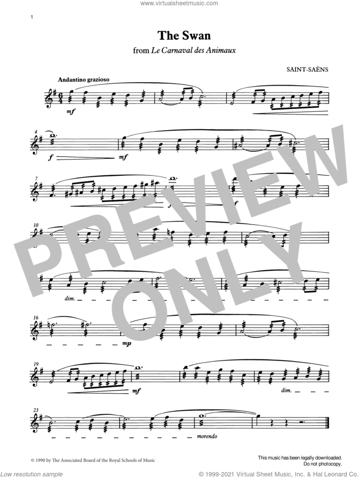The Swan from Graded Music for Tuned Percussion, Book III sheet music for percussions by Camille Saint-Saens, Ian Wright and Kevin Hathway, classical score, intermediate skill level