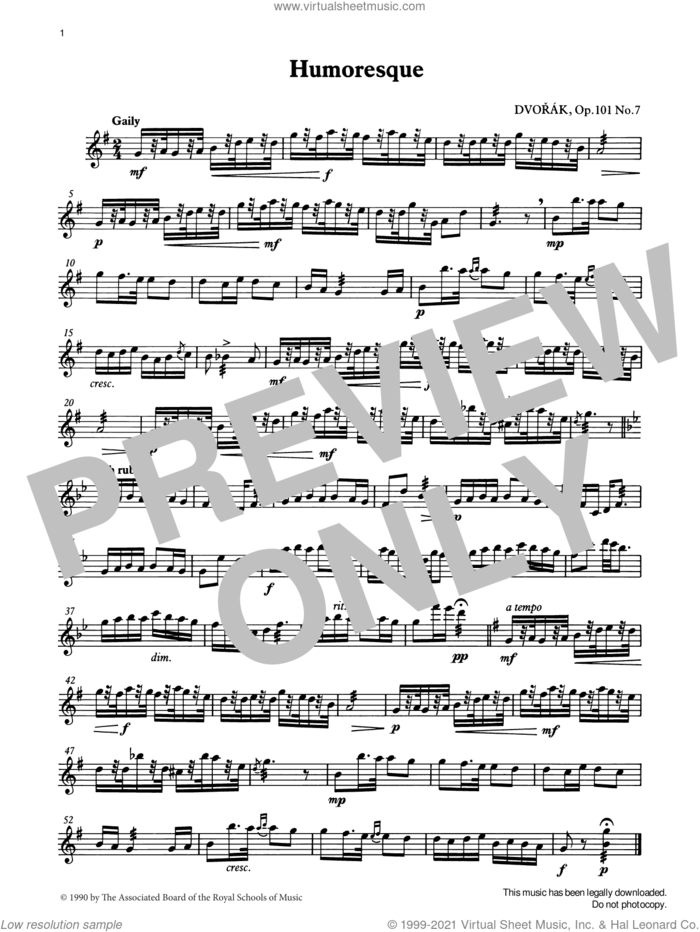 Humoresque (score and part) from Graded Music for Tuned Percussion, Book III sheet music for percussions by Antonin Dvorak, Ian Wright and Kevin Hathway, classical score, intermediate skill level