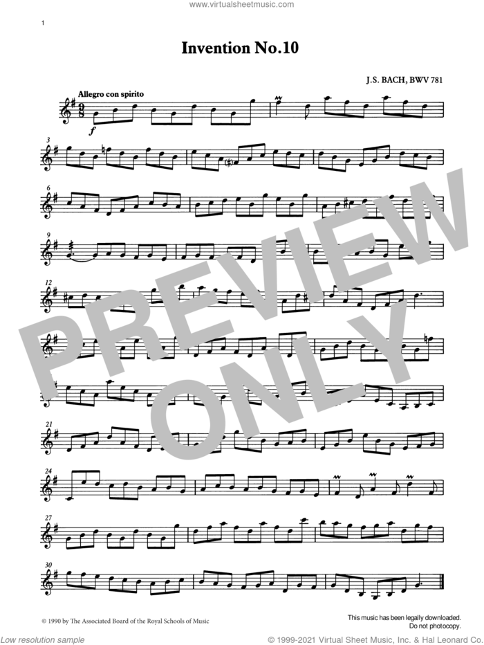 Invention No.10 from Graded Music for Tuned Percussion, Book III sheet music for percussions by Johann Sebastian Bach, Ian Wright and Kevin Hathway, classical score, intermediate skill level