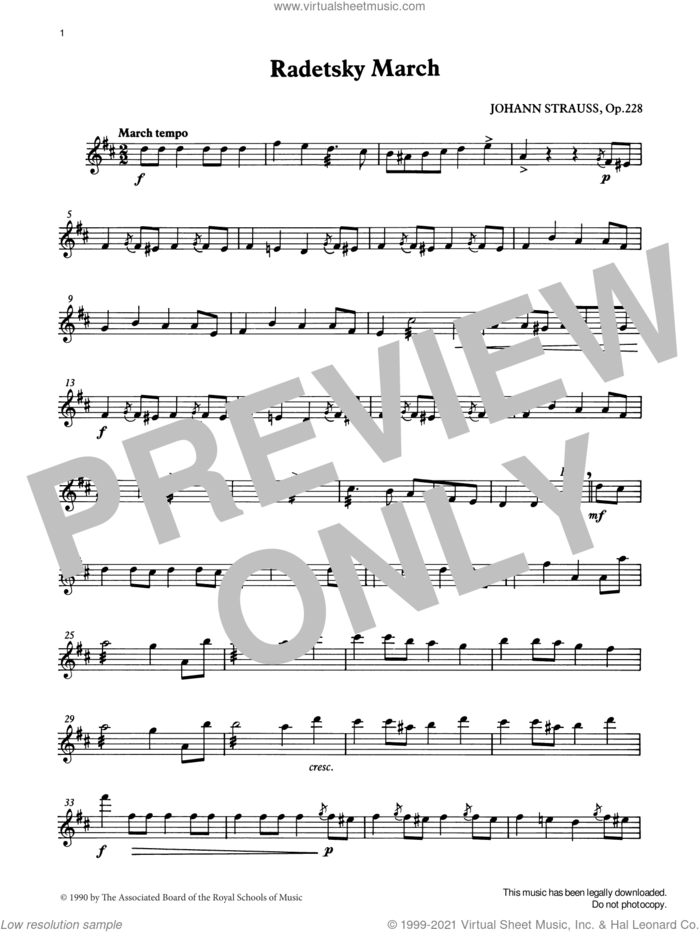 Radetsky March from Graded Music for Tuned Percussion, Book III sheet music for percussions by Johann Strauss, Ian Wright and Kevin Hathway, classical score, intermediate skill level