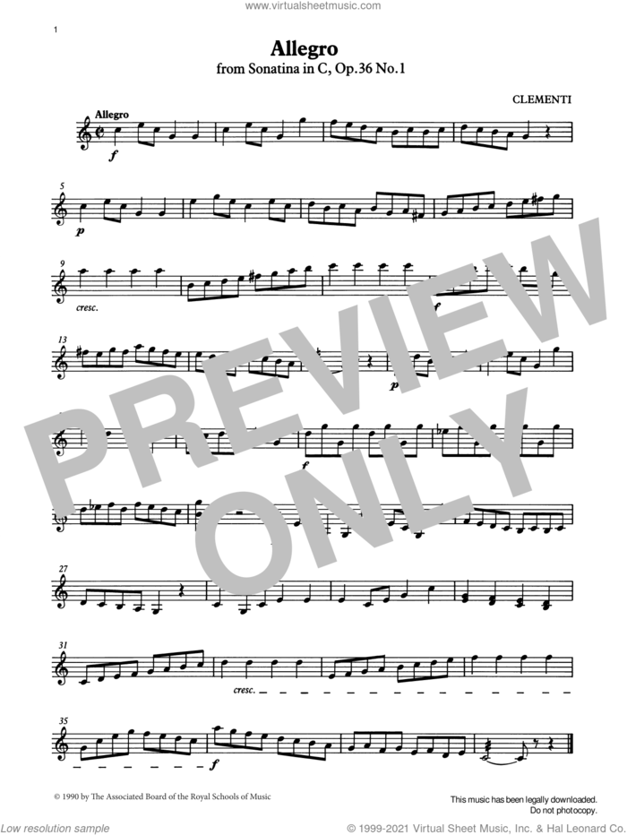 Allegro from Graded Music for Tuned Percussion, Book II sheet music for percussions by Muzio Clementi, Ian Wright and Kevin Hathway, classical score, intermediate skill level