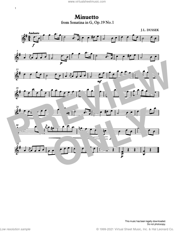 Minuetto from Graded Music for Tuned Percussion, Book II sheet music for percussions by Johann Ladislau Dussek, Ian Wright and Kevin Hathway, classical score, intermediate skill level