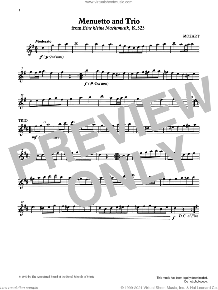 Menuetto and Trio (score and part) from Graded Music for Tuned Percussion, Book II sheet music for percussions by W. A. Mozart, Ian Wright and Kevin Hathway, classical score, intermediate skill level