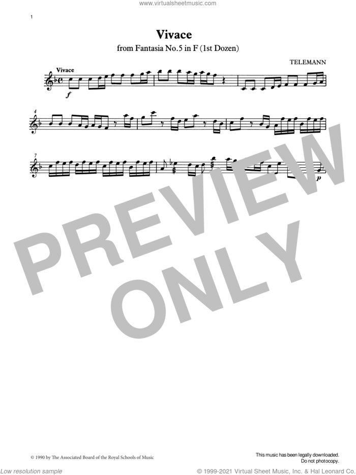 Vivace from Graded Music for Tuned Percussion, Book III sheet music for percussions by G. P. Telemann, Ian Wright and Kevin Hathway, classical score, intermediate skill level