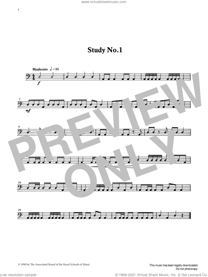 Study No.1 from Graded Music for Timpani, Book I sheet music for percussions by Ian Wright, Chris Batchelor and Ian Wright and Chris Batchelor, classical score, intermediate skill level