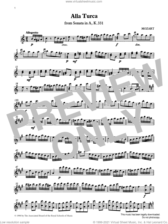 Alla Turca (score and part) from Graded Music for Tuned Percussion, Book IV sheet music for percussions by W. A. Mozart, Ian Wright and Kevin Hathway, classical score, intermediate skill level