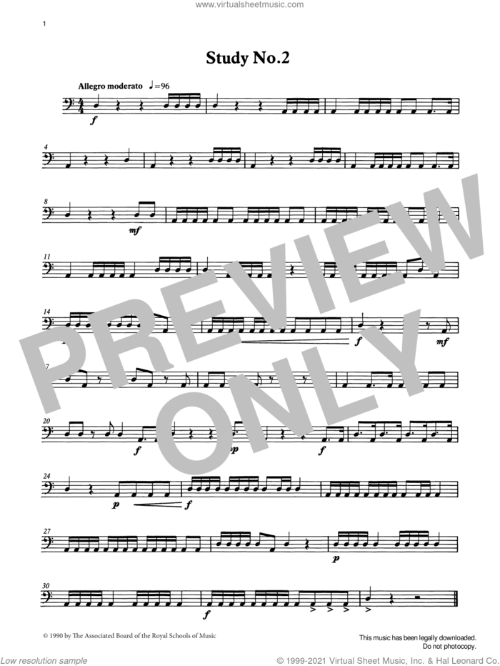 Study No.2 from Graded Music for Timpani, Book I sheet music for percussions by Ian Wright, Ian Wright and Mark Bassey and Mark Bassey, classical score, intermediate skill level
