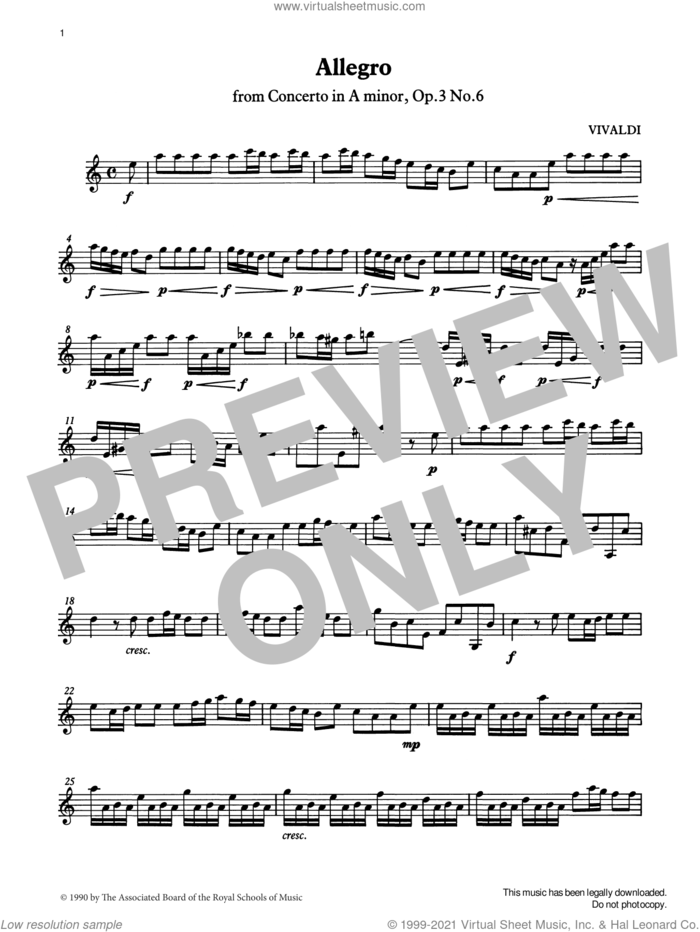 Allegro (Vivaldi) from Graded Music for Tuned Percussion, Book IV sheet music for percussions by Antonio Vivaldi, Ian Wright and Kevin Hathway, classical score, intermediate skill level