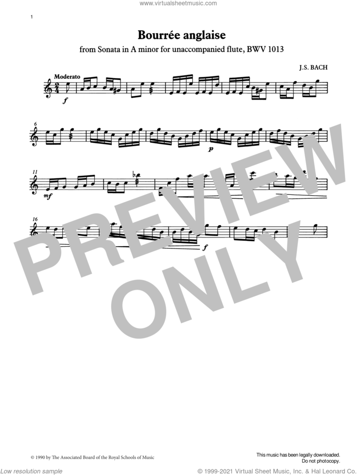 Bourrée anglaise from Graded Music for Tuned Percussion, Book IV sheet music for percussions by Johann Sebastian Bach, Ian Wright and Kevin Hathway, classical score, intermediate skill level