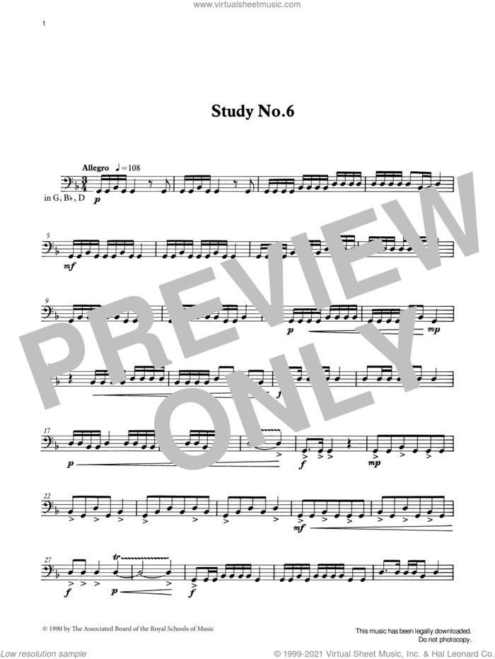 Study No.6 from Graded Music for Timpani, Book III sheet music for percussions by Ian Wright, classical score, intermediate skill level