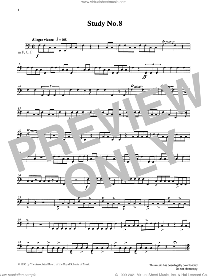 Study No.8 from Graded Music for Timpani, Book IV sheet music for percussions by Ian Wright, classical score, intermediate skill level