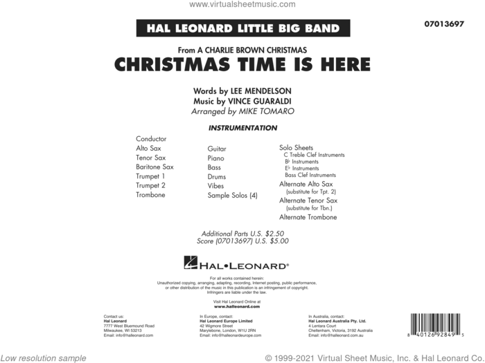 Christmas Time Is Here (arr. Mike Tomaro) (COMPLETE) sheet music for jazz band by Vince Guaraldi, Lee Mendelson and Mike Tomaro, intermediate skill level